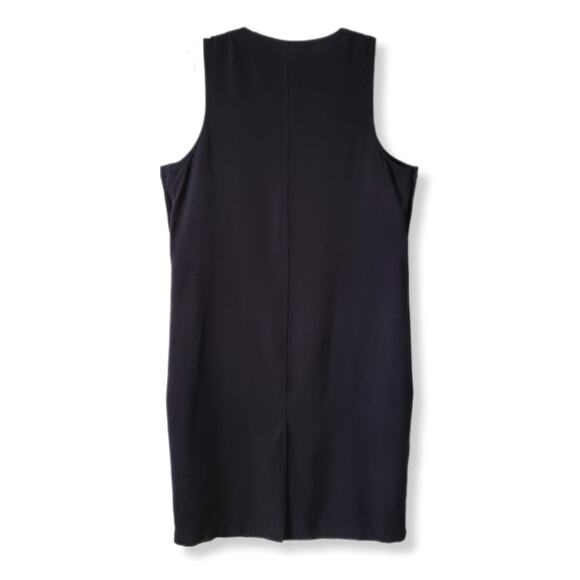 90s Talbots Black Sleeveless Midi Apron Dress L Minimalist Lagenlook Vintage - Picture 7 of 13